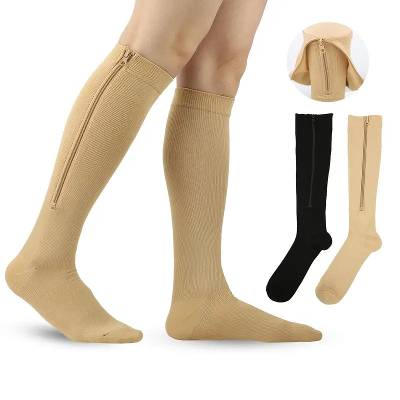 Zipper Compression Socks For Men & Women | Knee High Zipper Compression Socks