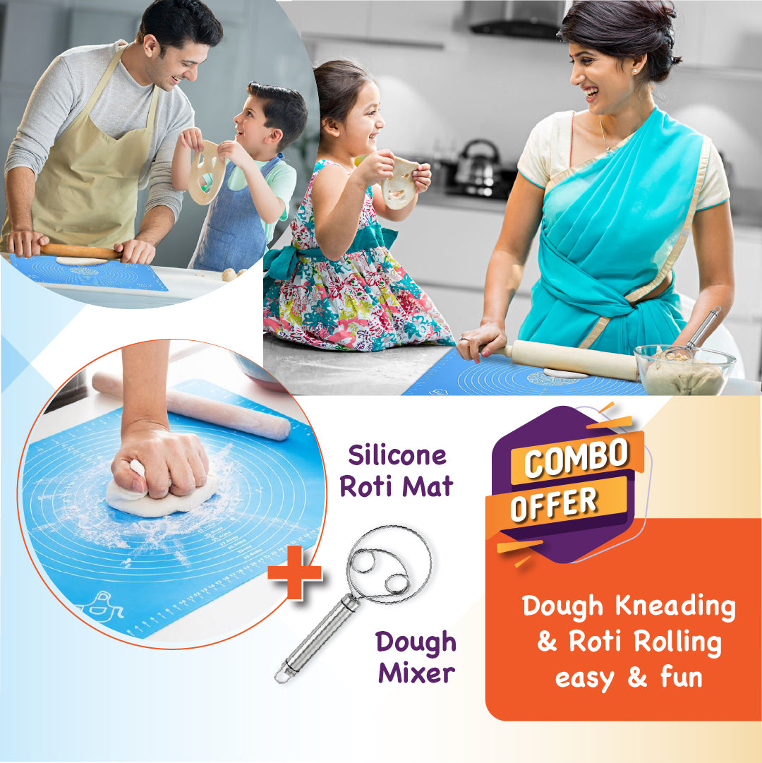 Perfect Roti Combo👌: Silicone Roti Mat & Stainless Steel Atta Dough Maker