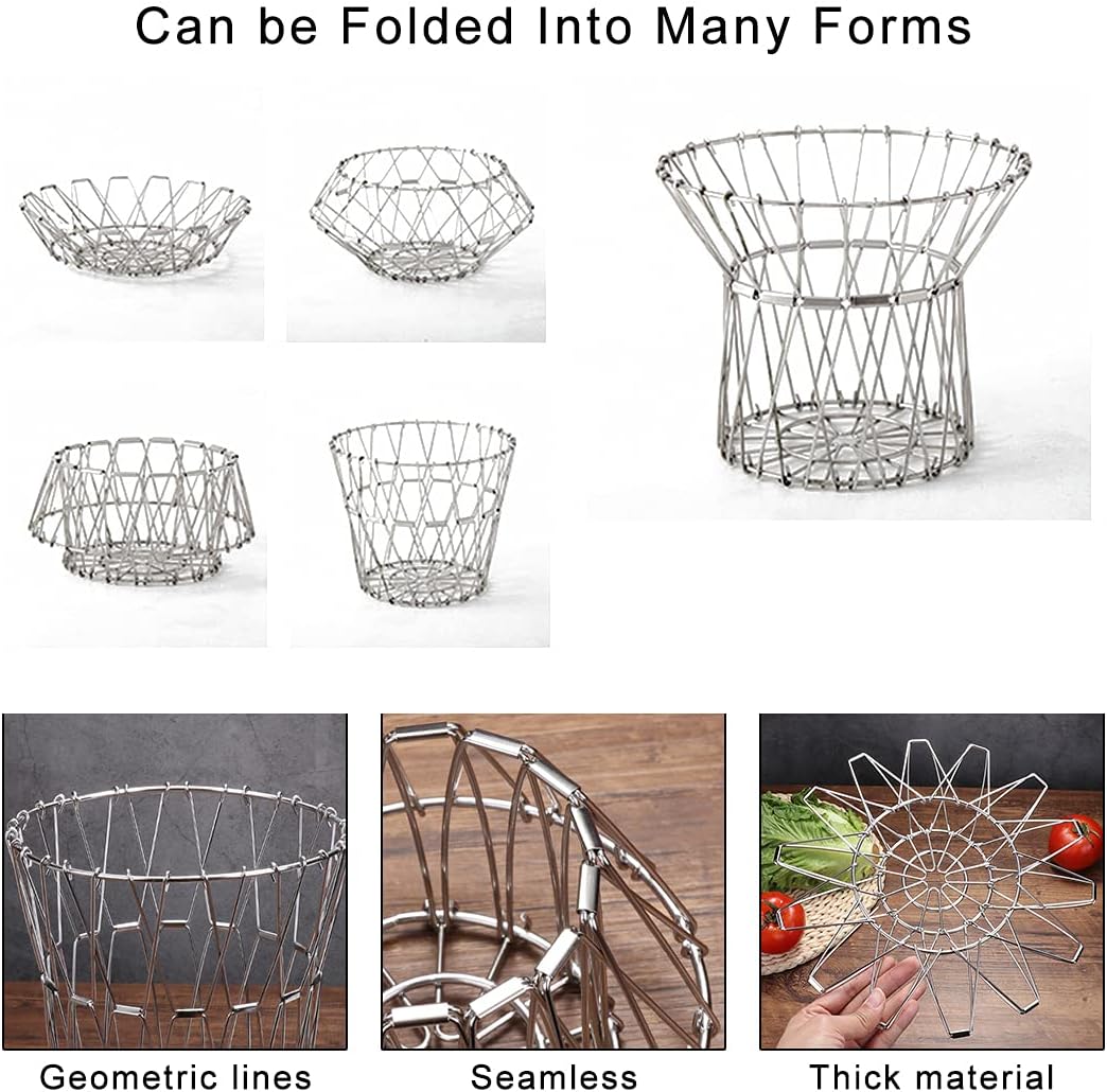8 In 1 Multipurpose Stainless Steel Folding Basket